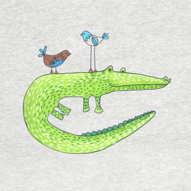 Crocodile And Birds by DoodlesAndStuff